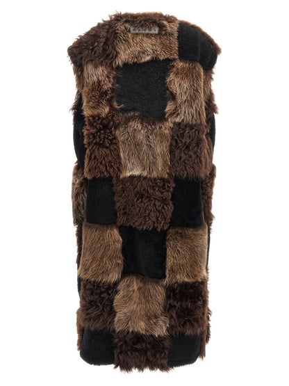 Brown Lamb Fur Sleeveless Jacket