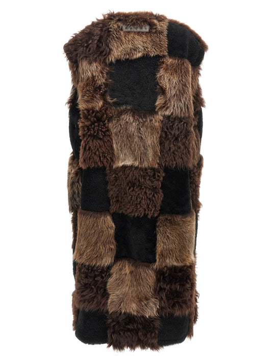 Brown Lamb Fur Sleeveless Jacket