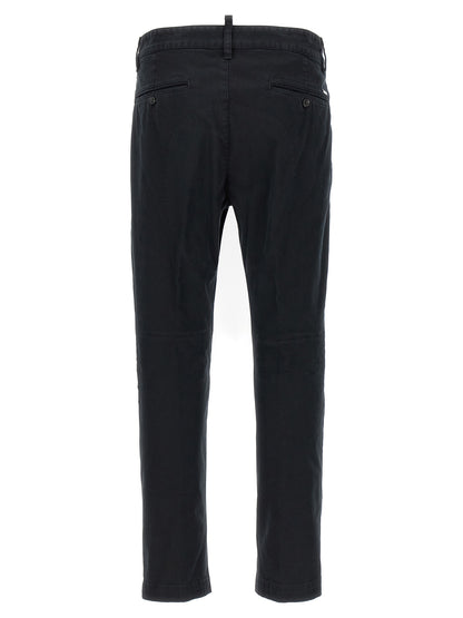 Black Cotton Chino Pants