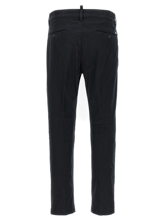 Black Cotton Chino Pants