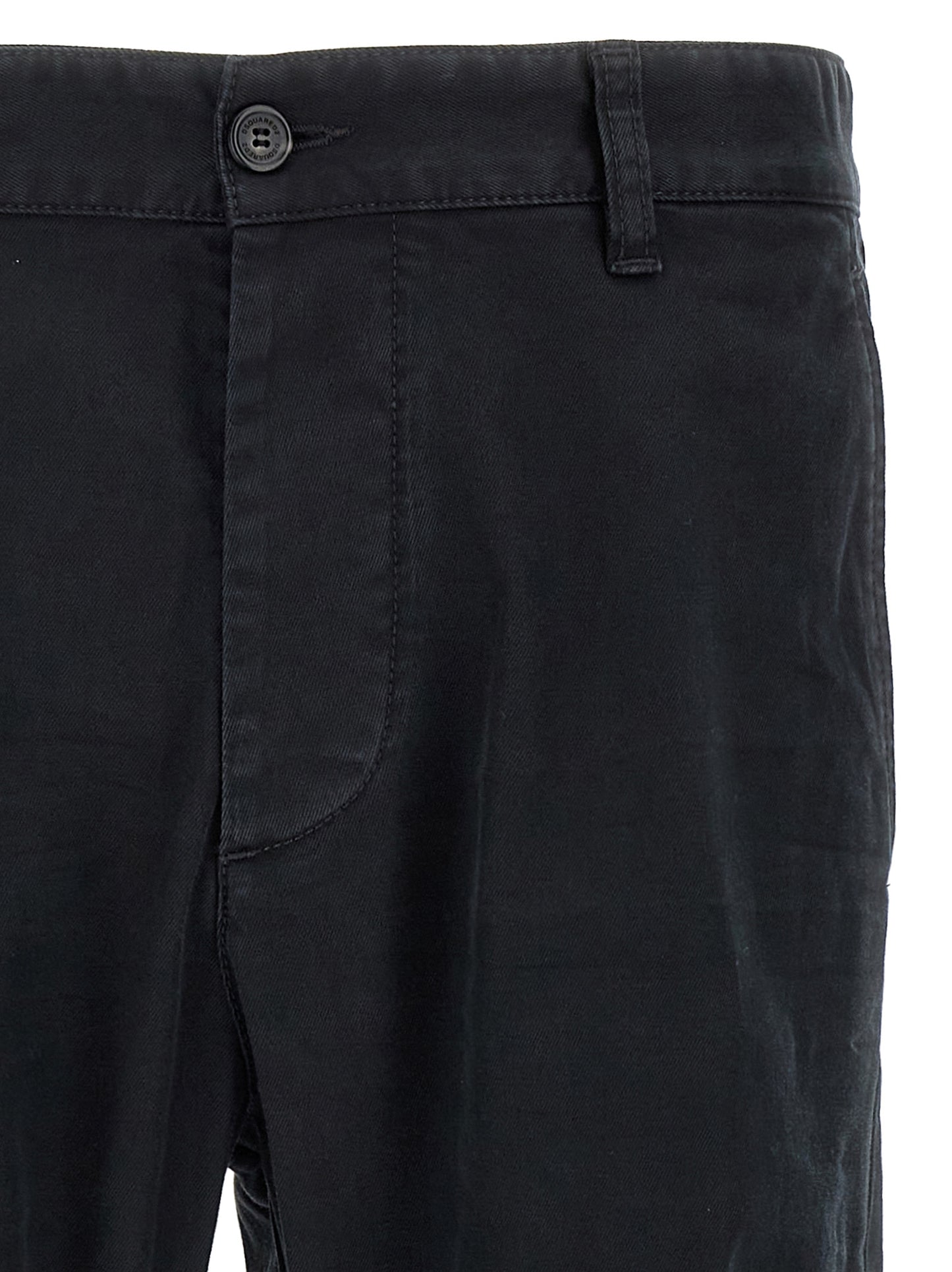 Black Cotton Chino Pants