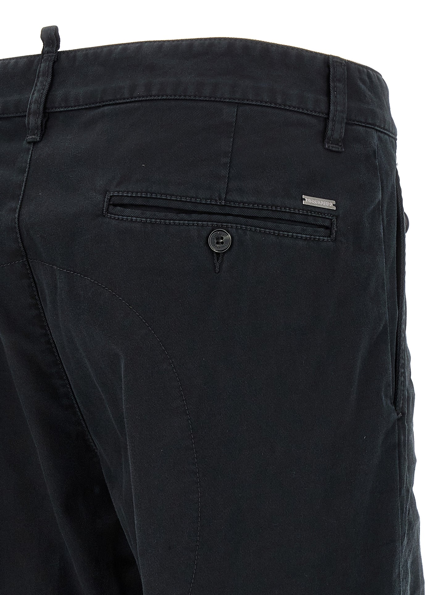Black Cotton Chino Pants