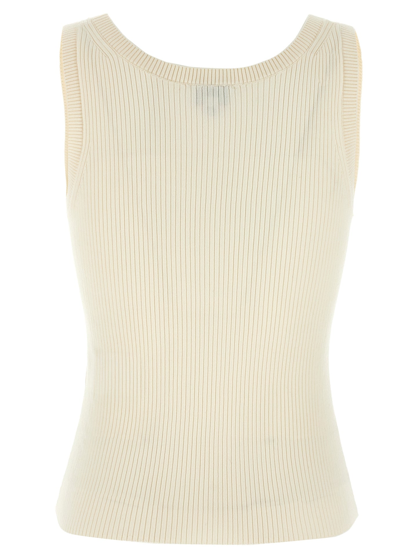 White Viscose Sleeveles T-Shirt