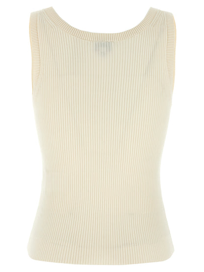 White Viscose Sleeveles T-Shirt