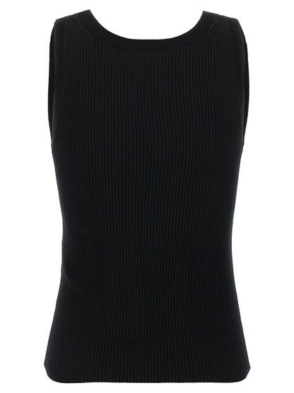 Black Viscose Sleeveles T-Shirt