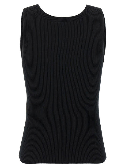 Black Viscose Sleeveles T-Shirt