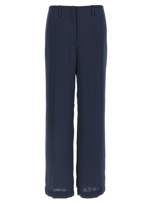Blue Polyester Casual Pants