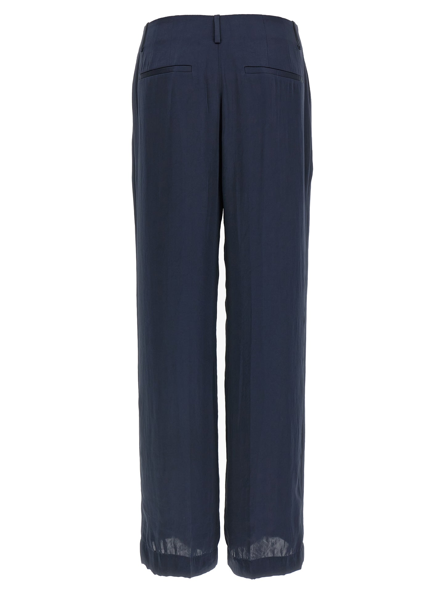 Blue Polyester Casual Pants