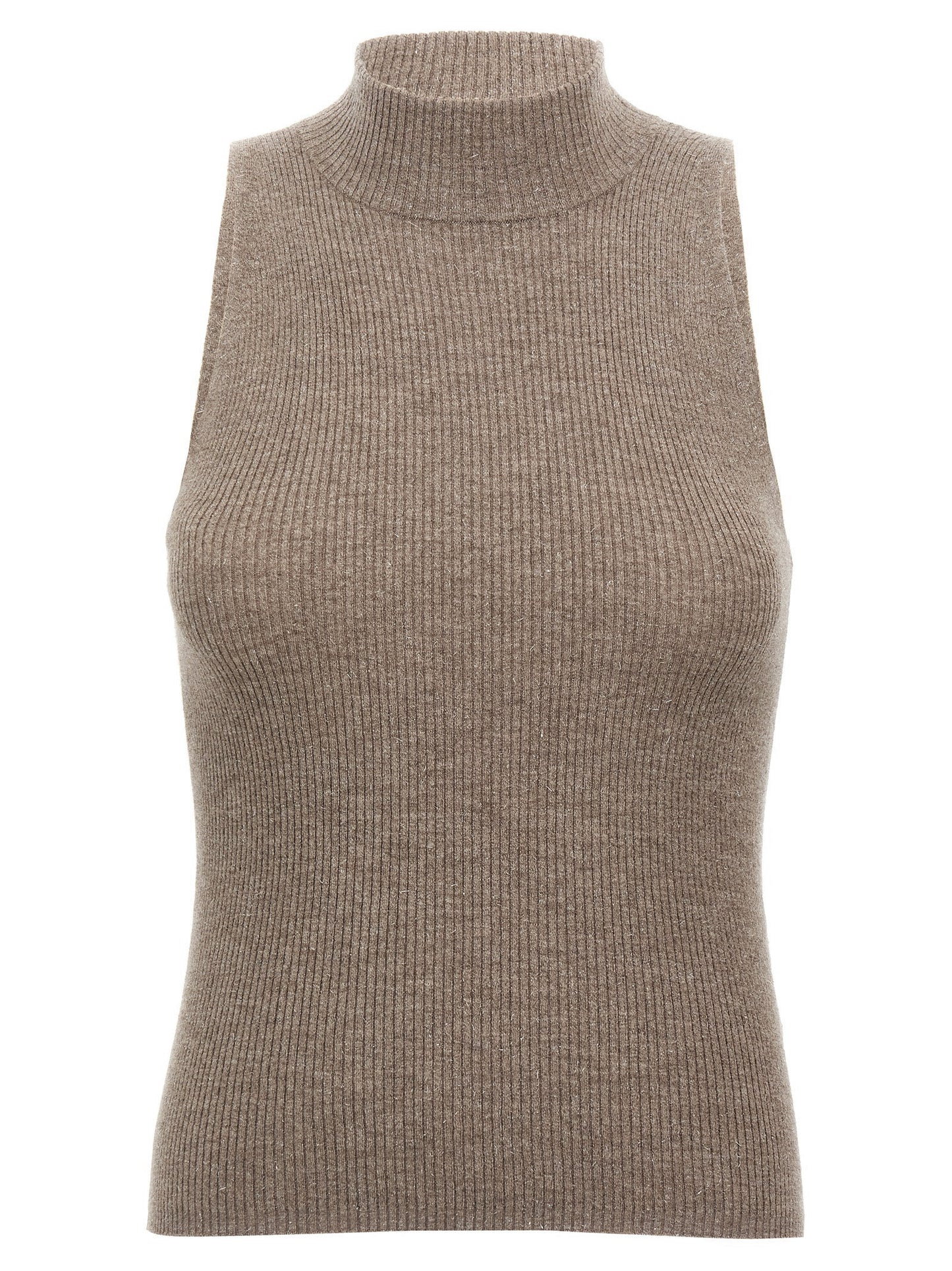 Brown Cashmere Sleeveles Sweater