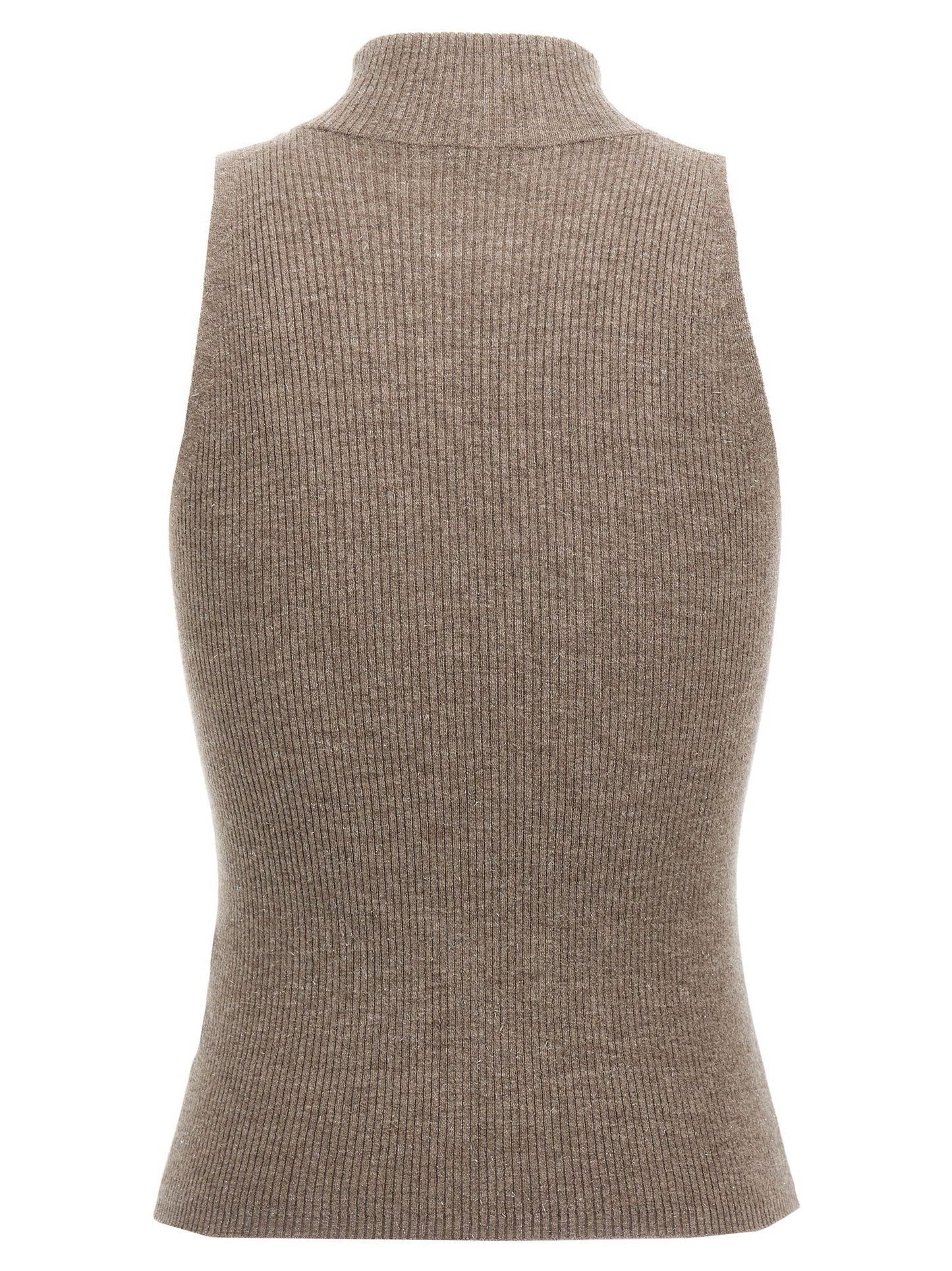 Brown Cashmere Sleeveles Sweater