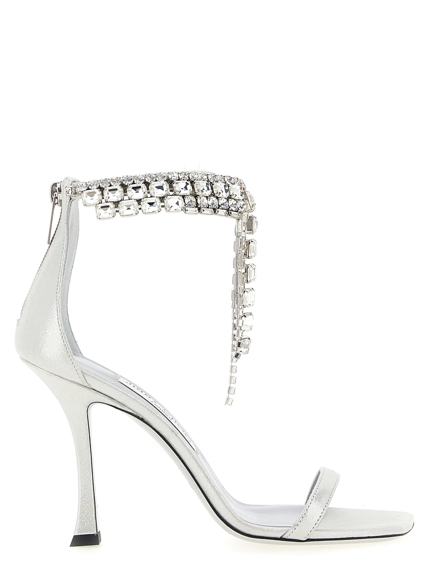 Silver Leather Stiletto Heel Sandals