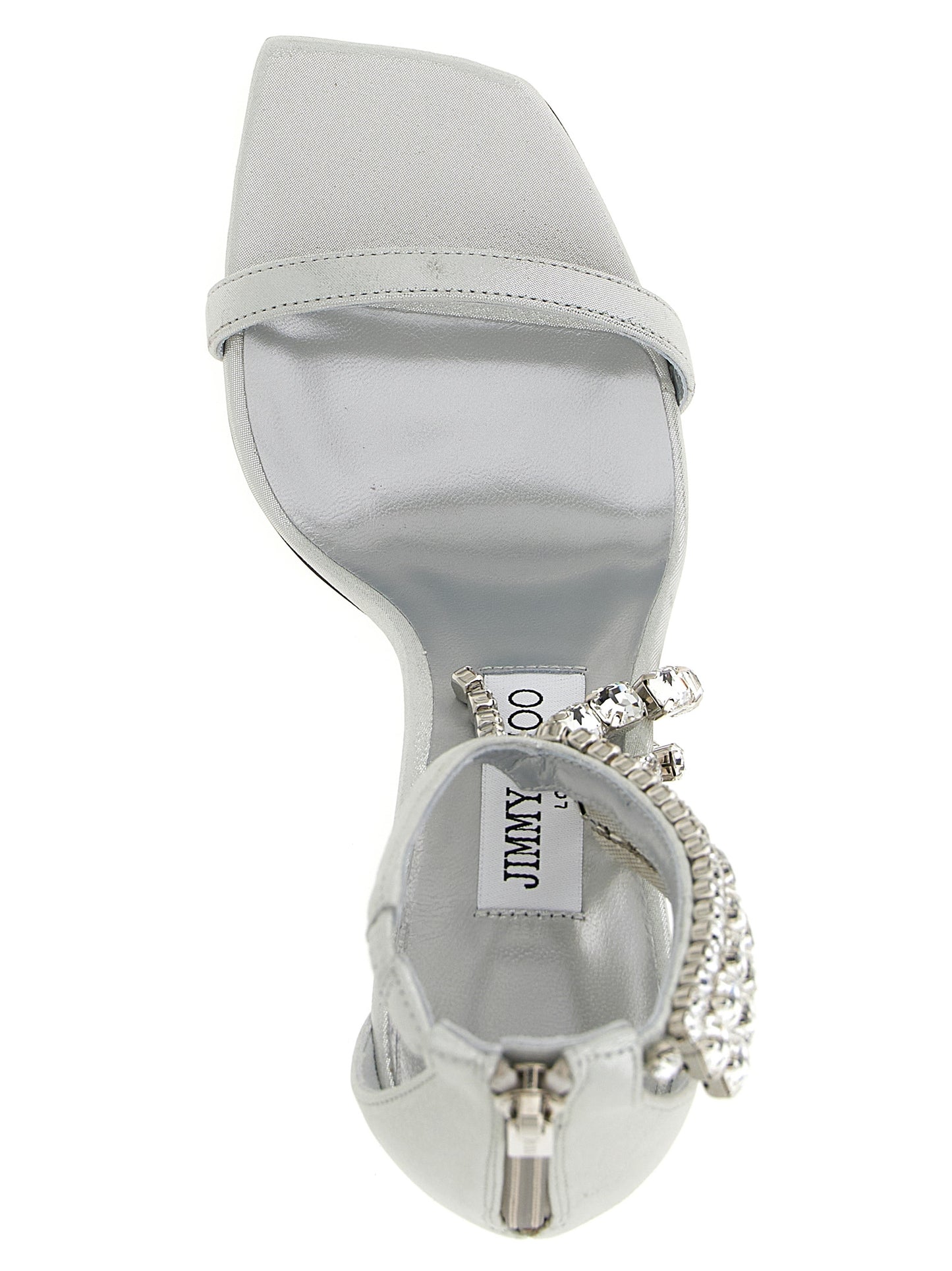 Silver Leather Stiletto Heel Sandals