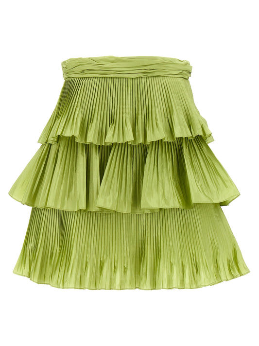 Bicolor Silk Long Skirt