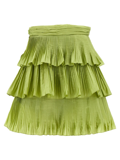 Bicolor Silk Long Skirt