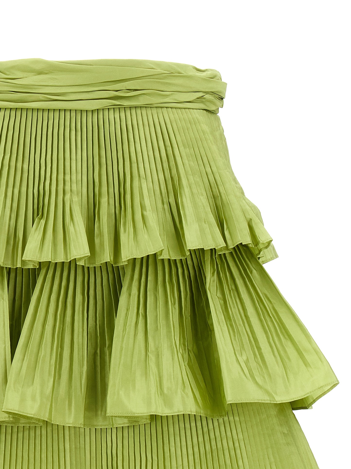 Bicolor Silk Long Skirt