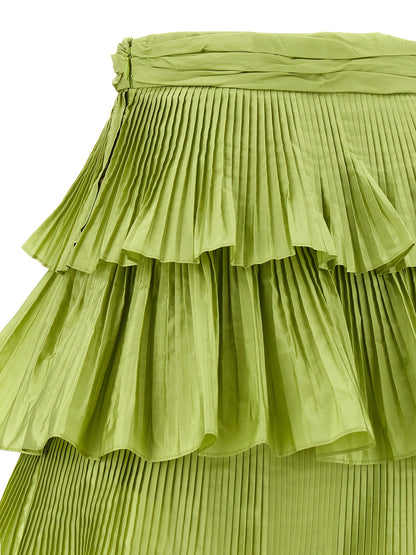 Bicolor Silk Long Skirt