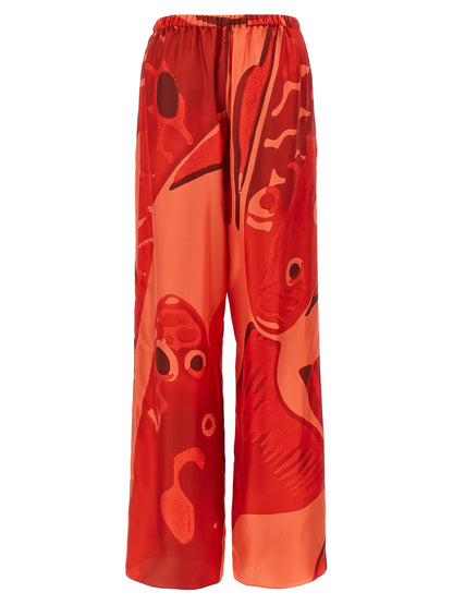 Multicolor Silk Casual Pants