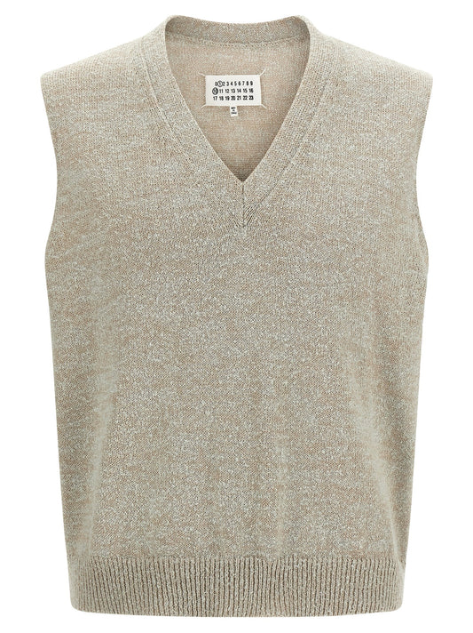 Beige Cotton Sleeveles Sweater