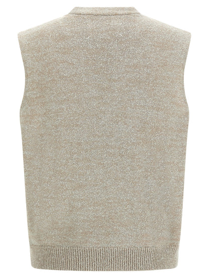 Beige Cotton Sleeveles Sweater