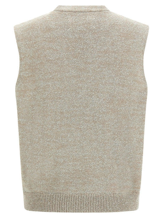Beige Cotton Sleeveles Sweater