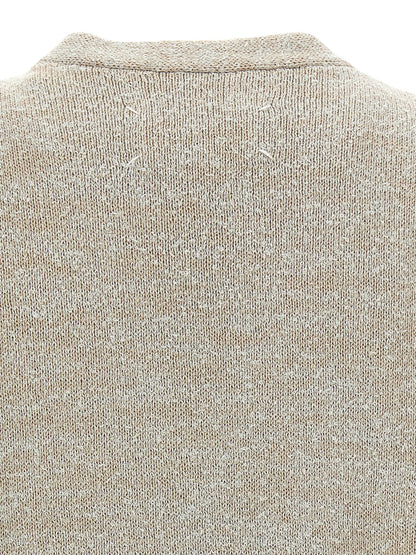 Beige Cotton Sleeveles Sweater