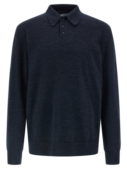 Blue Wool Polo Shirt