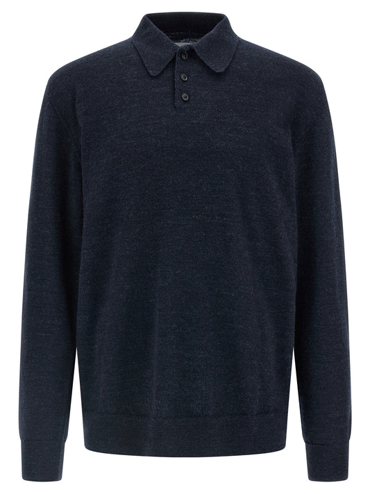 Blue Wool Polo Shirt