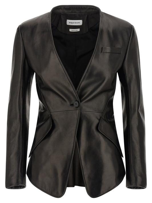 Black Lamb Leather Blazer