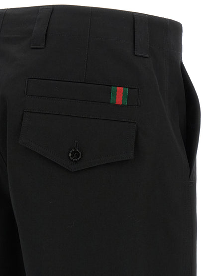 Black Cotton Casual Pants