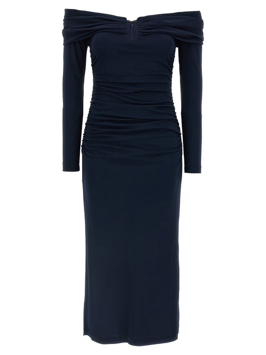 Blue Marabou Midi Dress