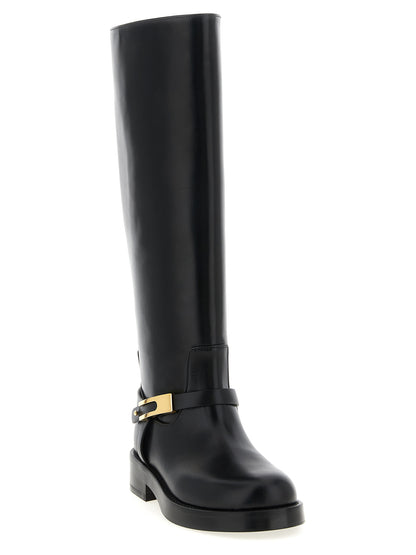 Black Calfskin Over The Knee