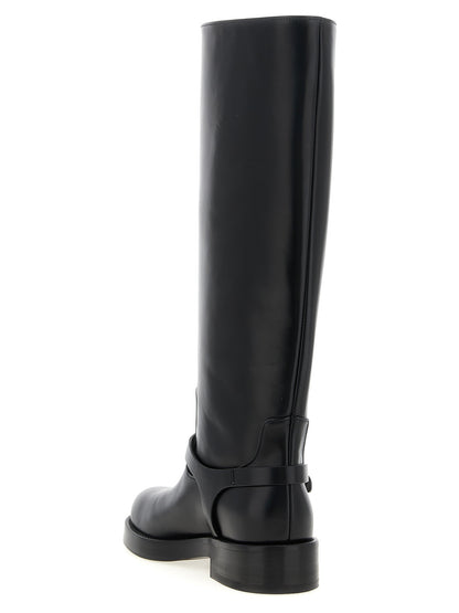 Black Calfskin Over The Knee