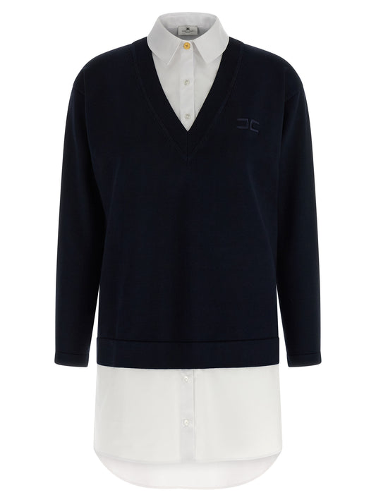 Blue Viscose Short Dress