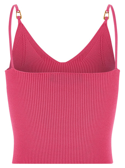 Fuchsia Viscose Sleeveles T-Shirt