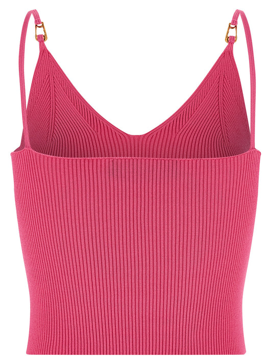 Fuchsia Viscose Sleeveles T-Shirt