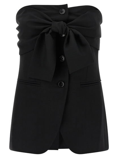 Black Virgin Wool Tank Tops