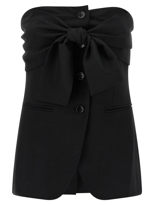 Black Virgin Wool Tank Tops