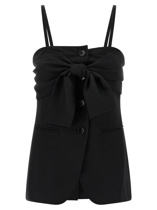 Black Virgin Wool Tank Tops