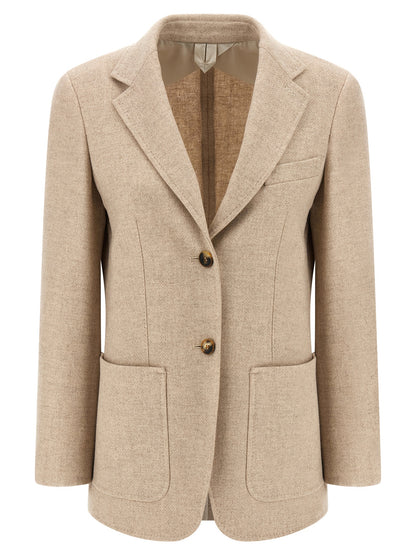 Beige Alpaca Leather Blazer