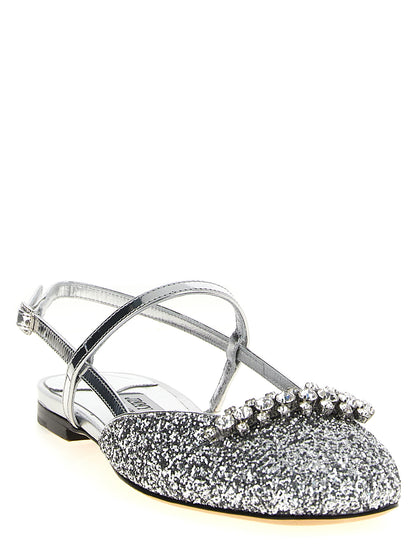 Silver Tencel Ballet Flats