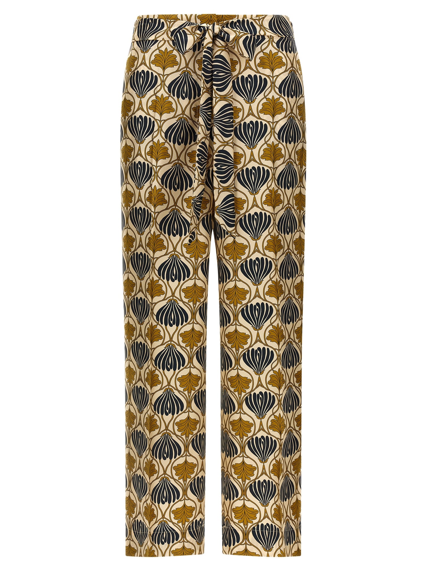 Bicolor Silk Casual Pants