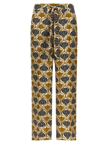 Bicolor Silk Casual Pants