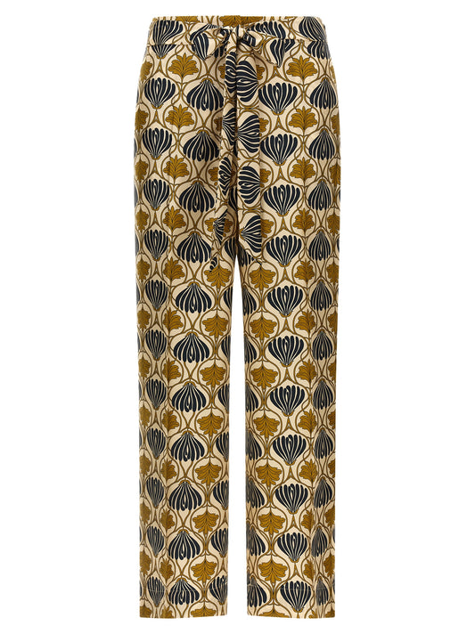 Bicolor Silk Casual Pants