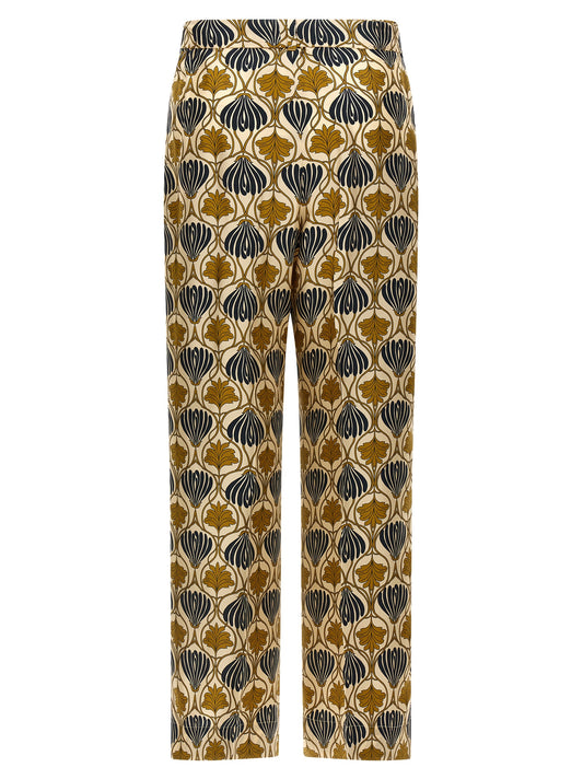 Bicolor Silk Casual Pants