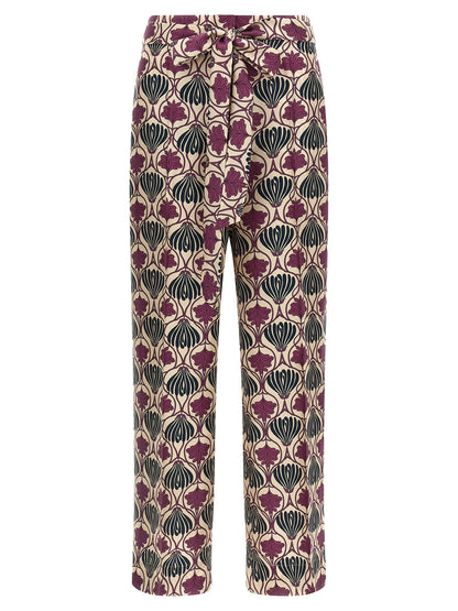 Purple Silk Casual Pants