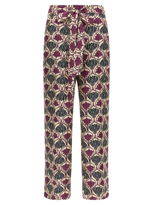 Purple Silk Casual Pants