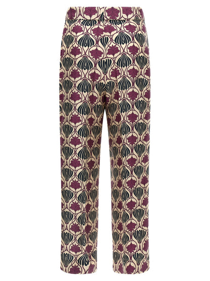 Purple Silk Casual Pants