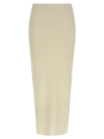 White Cashmere Midi Skirt