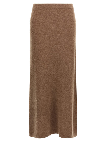 Gray Cashmere Midi Skirt