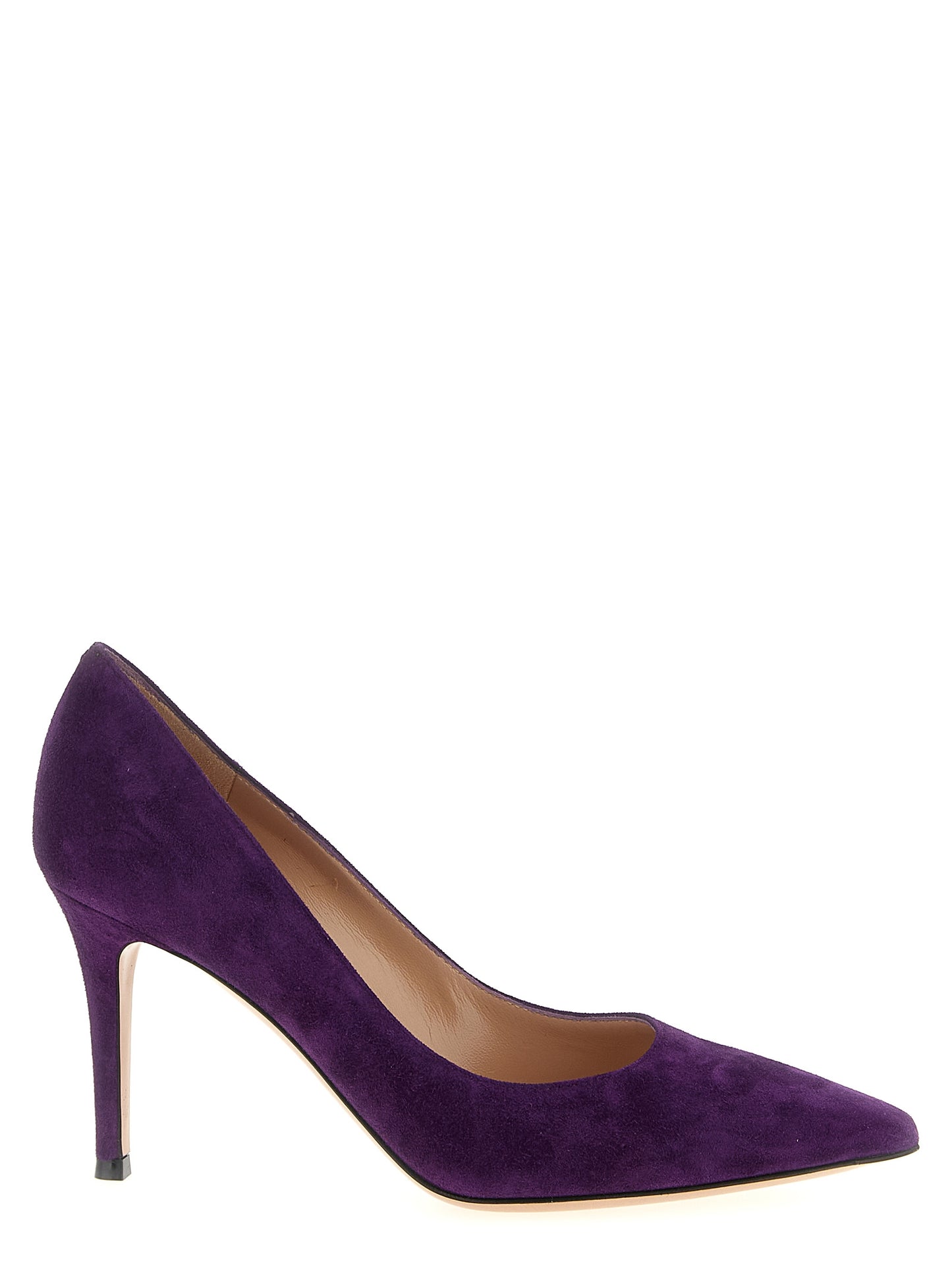 Purple Suede Leather High Heel Pumps